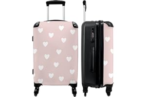 NoBoringSuitcases.com® Valigie Grandi Valigia Trolley Bag Valige Trolley Rigido Trolleys Bambino Valigia Grande Motivo - Cuore - Rosa - 67x43x25cm