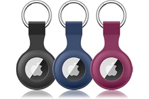 Wanme 3 Stück Hülle für Apple AirTag Anhänger mit Schlüsselanhänger, AirTags Silikon Tragbar Keyring Abdeckung, Schutzhülle für Apple AirTag Case Tracker (Schwarz+Dunkelblau+Rosarot)