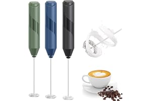 LUUKMONDE Mousseur à lait électrique portatif, mini fouet à café, fonctionne avec piles, machine à mousse puissante pour latte, thé matcha, cappuccino, chocolat chaud, support non inclus, noir