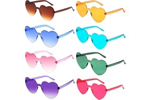 BOZILY Party Glasses, Rimless Heart Shaped/Retro Round Sunglasses, Multipack Eyewear for Party Fancy Dress Costume, Love Heart| Funky Glasses for Men Women Boys Girls Adults & Kids…