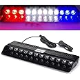 XTAUTO LED Emergency Strobe Light 12V Windshield Dash Dashboard Interior Flash Roof Hazard Warning Light Bar for Car Truck Vehicle w/Suction Cups Red White White Blue