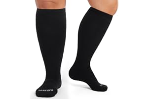 ZFSOCK Bas de Contention Grande Taille: Chaussettes de Contention en Bambou pour Femmes et Hommes 15-20 mmHg Gros Mollet Pour Grossesse Infirmière Voyage Sport Varices 1 Paire