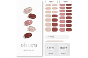 ohora Semi Cured Gel Nail Strips (N HEI-Mish) - Works with Any Nail Lamps, Salon-Quality, Long Lasting, Easy to Apply & Remove - Includes 2 Prep Pads, Nail File & Wooden Stick - Glitter