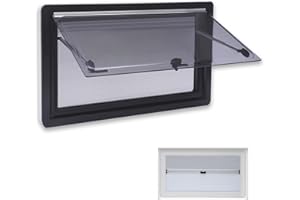 BJTDLLX Wohnwagenfenster Ausstellfenster Camper 90x50cm Wohnwagen Fenster Wohnmobilfenster RV Klappfenster Externes Push Fenster mit integriertem Rollo und Fliegengitter | EU Stock