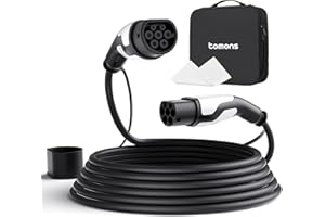 ‎TOMONS tomons Typ 2 Ladekabel, 22KW 5M 32A 3-Phasig,Elektroauto Typ 2 für EV/PHEV, Typ 2 auf Typ 2 EV mit Tragetasche und Mikrofasertuch für Model S/3/X/Y, ID.3, ID.4