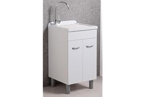 Bonussi Mobile Lavatoio in ABS 55x45x88 cm 2 Ante Ambrosini Doris Bianco Opaco