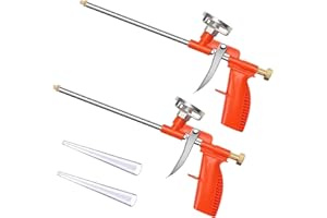 SMTELEGANCE 2 Stück Schaumpistole Bauschaumpistole PU Schaumpistole mit Ergonomischem Kunststoffgriff Schaumpistole Bauschaum zum Abdichten Füllen Abdichten für Heimwerker und Profi Orange Mit Düse