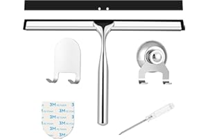 KUOGAS Puller ze stali nierdzewnej 25 cm - Z zamiennym gumowym ściągaczem, ściągaczem prysznica ze wspornikiem, przyciągarem okiennym do łazienek, luster i płytek