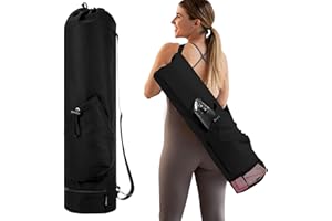 Vueinrg Sac Yoga Tapis avec Compartiment Humide et Poche pour Bouteille, Sac de Sport pour Femme, Bandoulière réglable, Sac pour Tapis de Yoga + 1 Paire Chaussettes de Yoga, pour Gym, Cours, Voyage