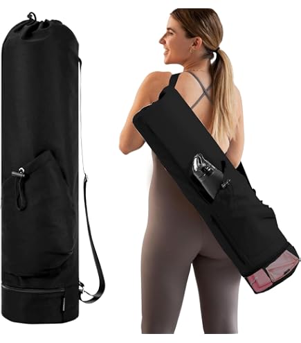 Sac Pour Tapis De Yoga Doukesh – Bandoulière Réglable – 117x20 Cm – Noir – Rangement Multi-usage