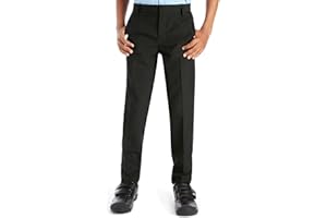 INTEGRITI Slim Fitting Skinny Boys Black Charcoal Grey Navy Slim Leg Adjustable Waist School Trousers Pants 24"-42" - Short, Regular, Long & X-Long Leg