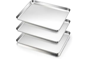 HaWare Baking Tray, Large Stainless Steel Oven Tray Set of 3-40 X 30 X 2.5 cm, Cookie Sheet Pan for Baking/Cooking/Serving, Healthy & Non Toxic, Mirror Finish & Dishwasher Safe