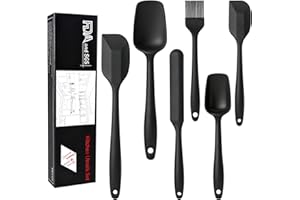 Dalephoric 6 Pezzi Set di Spatola Silicone, Leccapentole Silicone con Cucchiaio e Pennelli da Cucina, Resistenti al Calore, Marisa da Cucina, Antiaderenti, Senza BPA, per Cottura e Cucinare, Nero