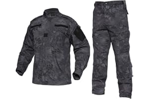 QMFIVE Combat Tactique, Camouflage Camouflage pour Hommes Combat BDU Veste Chemise et Pantalon avec Ceinture Uniforme Guerre Jeu Armée Militaire Paintball Airsoft Chasse Tir Camo