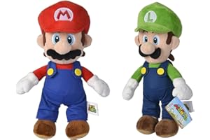 Deluxe Paws Simba Toys oficjalna miękka zabawka Super Mario Bros, Mario i Luigi, zestaw 20 cm