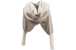 Asudaro Elegante Winter Warm Gestrickt Schals Umhang Einfarbig Wrap Schal Shawl Cape Strickschals Cape Schal Stola aus Wolle mit Ärmel für Frauen und Männer