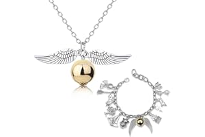 Pptabold Armband Mädchen Flügel Anhänger Halskette Geschenke, Harry goldener schnatz armband potter damen kette armband Kreatives Geschenk silber Schmuck für Fans Fanartikel Magical Cosplay