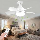 Anyingkai Ceiling Fan with Light, Lamp Bulb (White)