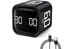 MILGEOL Milgeo Schwerkraft-Sensor-Timer, Timer mit Pomodoro-Technologie, Zeitmanagement-Tool, Würfel für ADHS, Arbeit, Büro, Studium, Aufgaben, Kinder, Kochen, Sport (schwarz)