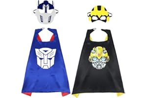 LGQHCE Mantelli Costumi da Transformers,2 Set Optimus Prime Bumblebee Costumi Maschere Mantelli Giocattoli,Mantelli Cartone Animato Carnevale Halloween Costumi,Adatto per Tutti i Tipi di Festa Cosplay