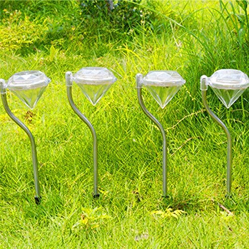NordSd Solarlampe mit 4er-Set , Farbwechsel Edelstahl Diamant LED Solarleuchten Garten stecker Laternen - 3