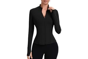 IECCP Sportjacke Damen Langarm Laufjacke Sportshirt Funktionsshirt Taschen Trainingsjacke Laufshirt Sport Oberteil Gym Yoga Tops mit Reißverschluss und Daumenloch