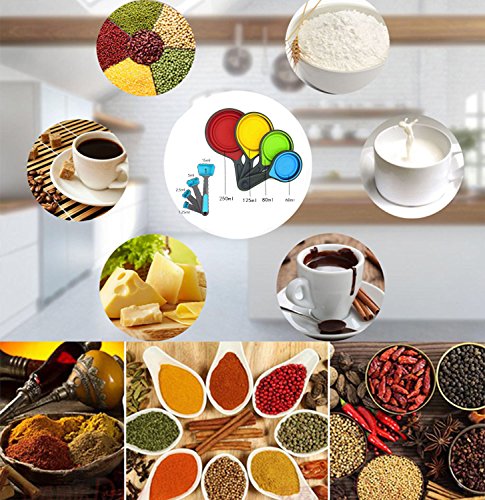 klappbar Backen Messbecher und Löffel Set – Bunt und flexible Backen Werkzeuge Ideal für Zuhause Backen, Kochen, Outdoor Picknick oder Camping, Set von 8 - 6