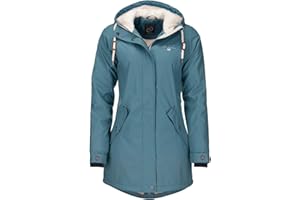 Dry Fashion Damen Regenmantel Malmö - Frauen Regenjacke Jacke mit Kapuze Lang Winddicht Wasserdicht Gefüttert mit Teddyfleece