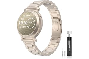 MoKo Metal Watch Band Compatible with Garmin Lily 2/Lily 2 Active, Stainless Steel Sport Strap Quick Release Replacement Wristband With Adjustment Tool for Men Women