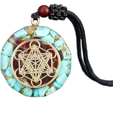 Pendentif Orgonite Mandala - Collier Chakra Reiki, œil De Tigre Et Olivine, Cuivre