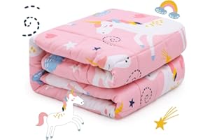 ‎SIVIO Sivio Gewichtsdecke Kinder, 1,4 kg, 90x120 cm, Therapiedecke Schlafhilfe Stressabbau für Kinder und Jugendliche, 100% Natürliche Baumwolle, Hypoallergene Glasperlen, Pinkes Einhorn