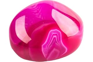 June&Ann Fuchsia Agate Palm Stones, Healing Gemstone Therapy Worry Crystal Stones for Meditation Chakra Balancing Collection, Irregular Shape
