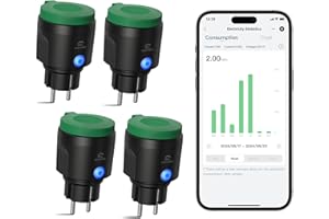 EIGHTREE Zewnętrzne gniazdko Wi-Fi, IP44, wodoodporne gniazdko Wi-Fi z pomiarem prądu, kompatybilne z Alexa, SmartThings i Google Home, funkcją timera, pilotem zdalnego sterowania i