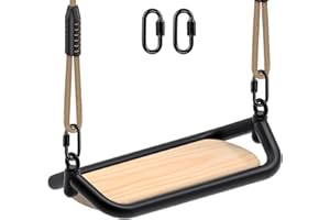 SELEWARE Siège de balançoire, balançoire d'arbre en bois pour enfants et adultes, balançoire en corde réglable pour jardin, intérieur, extérieur, cour, aire de jeux, capacité de 226,8 kg, 43,2 x 18,3