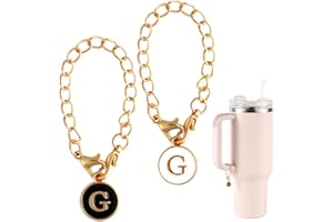 NQEUEPN 2pcs Letter Pendant Accessories for Stanley Cup, Initial Letter Handle Personalized Name ID Alphabet Pendant Chain for Stanley Tumbler (Letter G)