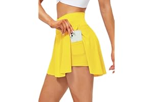 HAWILAND Women Tennis Skirt Athletic Skirts with Shorts Pleated Skirt with Pockets V Waist Skort Workout Golf Skorts
