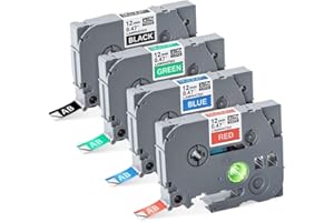 ILAUKE 4 sztuki taśmy klejącej do etykietowania, 12 mm x 8 m, kaseta do etykiet do Brother, Labelwell kompatybilna z TZe-231, TZe231, PT-E100, E100B, E200, D200, D200KT, D210, H100, do Brother