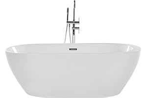 BELIANI Vasca da Bagno Freestanding in Acrilico Sanitario Bianco 160 x 75 cm Nevis