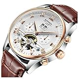 Herren Uhren Herren-Geschäfts-zufällige Uhr-mechanische Armbanduhren für Männer-selbstaufziehendes Reserve-Schwungrad