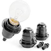 greate lamp holder E 27 black | Pack of 3 &ndash; E27 Black 250V 60W Light Bulb Sockets &ndash; Plastic Lamp Holder for Table, Floor or C