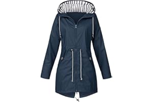 uxxnjfg Imperméable Femme Coupe Vent Parka de Pluie Avec Capuche Outdoor Veste Sport de Travail Grande Taille Randonnée Manteau Adulte Jacket