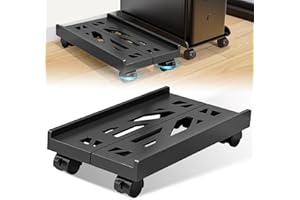 ASFRODE Stalowy stojak na komputer przenośny - regulowana szerokość, uchwyt na biurko z 4 kółkami obrotowymi, wózek uniwersalny