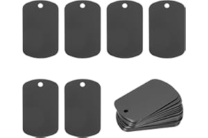 ‎PATIKIL PATIKIL Metall-Stanzrohlinge Tags 2", 30 Stück Eloxierte Aluminium-Blanko-Hundemarken Rechteckige Lasergravur-Blanks ID Namensschild mit Loch für Haustier-Bastel-DIY-Dekoration, Schwarz