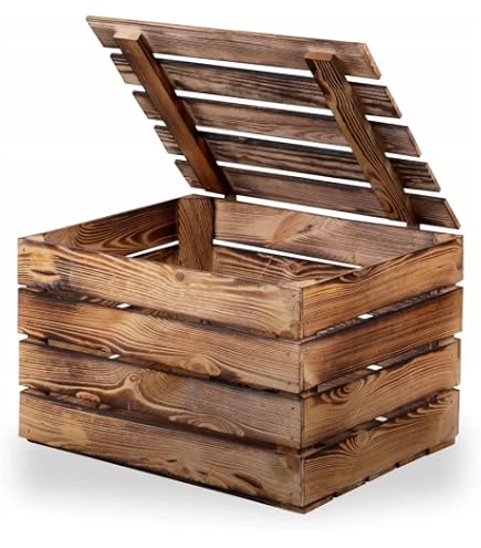 Caja De Madera Maciza De Pino Cepillado – Multiusos: Frutas, Vino, Manzanas O Almacenaje Rústico
