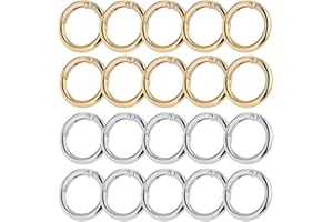 GGUFAY 20 Pezzi 25mm Moschettone Rotondo, Moschettone a Molla Rotonda Moschettoni O anelli portachiav per la produzione artigianale di borse, portachiavi, borse, portafogli(Argento&Oro),