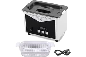 BESTYKS Nettoyeur à Ultrasons 0.8 L,Appareil de Nettoyage de Lunettes,40KHz bac a Ultrason, pour Bijoux, Lunettes, Montres, Prothèses Dentaires, Petites Pièces, Puissance de chauffe 60W,Acier Inoxydable