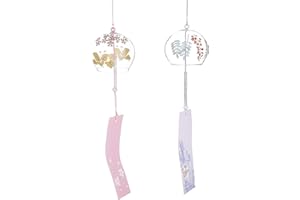BENECREAT 2PCS Japanische Windspiele Pink & Lila Glas Windglocken Handgefertigte Anhänger Für Geburtstagsgeschenk Und Wohnkultur