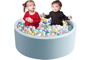 Aunekiv Bällebad für Baby ab 1 Jahr, Rundes Weiches Bällebad ohne Bälle, Schaumstoff Bällebad Kinder, 120x40 cm Bällepool Ballgruben Spielzeug für Kleinkinder, Hellblau
