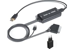 Kiyicjk SCART zu HDMI Konverter SCART auf HDMI Konverter Audio Video Konverter 720P / 1080P mit HDMI-Kabel und USB-Adapter für HDTV, DVD BLU-Ray, Monitor, Beamer, STB, VHS, PS1/PS2