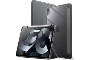 JETech Etui dla iPad Air 11 Cala M3/M2 (2025/2024), iPad Air 5/4 (10,9 Cala, 2022/2020, 5/4) z Pencil Uchwyt, Wyczyść Przezroczysty Tył Obudowa Slim Podstawkę Obudowa Tabletu Case (Ciemno Szary)